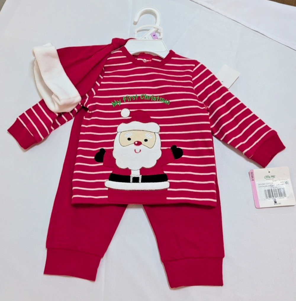 little me 9 months nwt santa my 1st xmas 3 piece outfit msrp $30